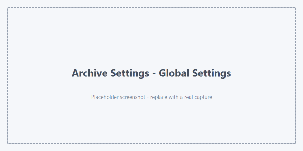 The Archive Settings page