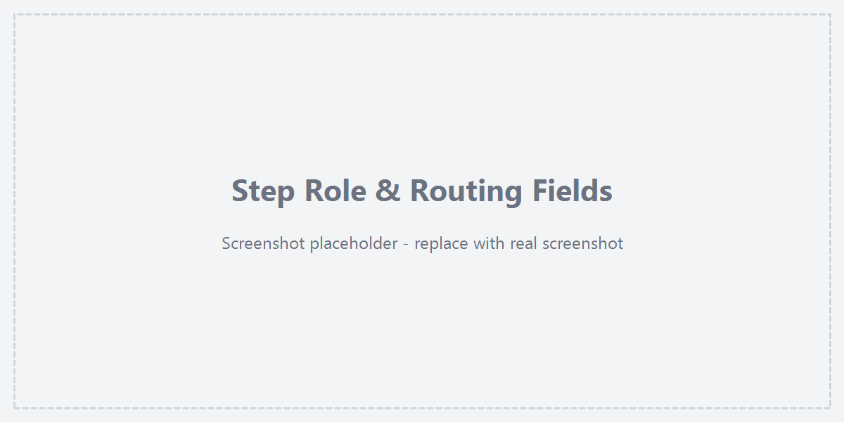 Step dialog with role and routing fields
