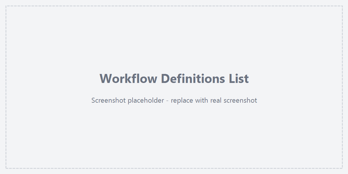Workflow Definitions list overview