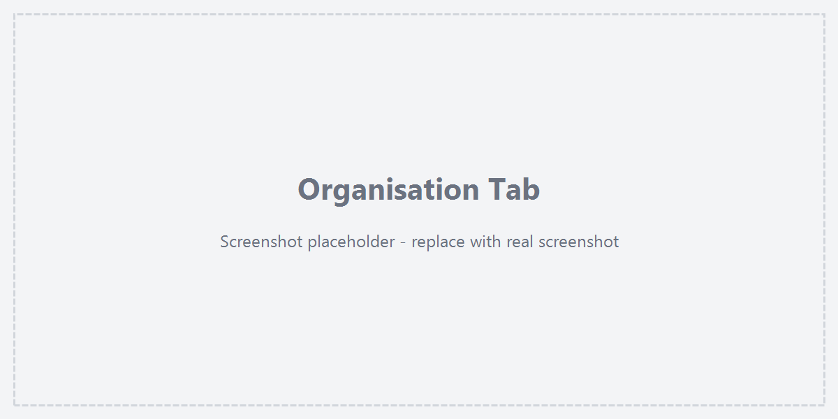 Organisation tab