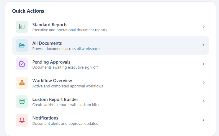 Quick actions grid