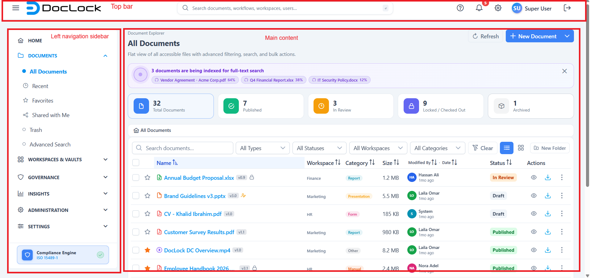 DocLock interface layout