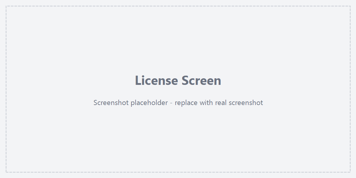 License screen overview