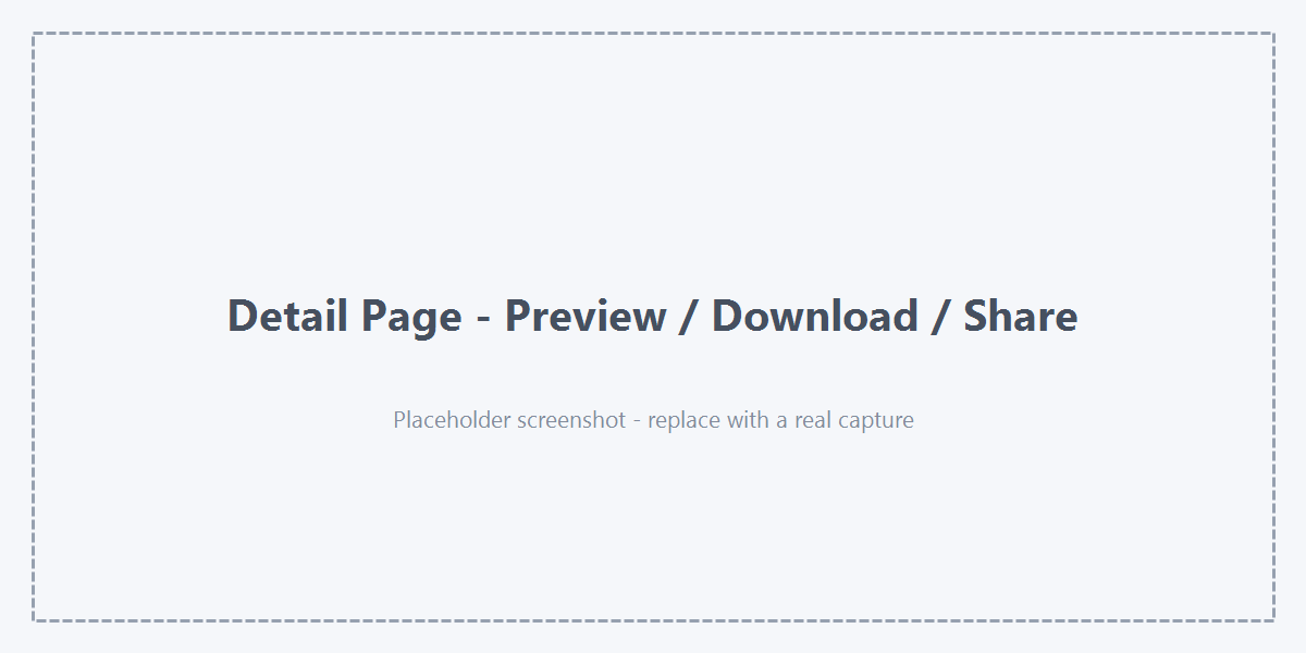 A document detail page with Preview, Download, and Share actions