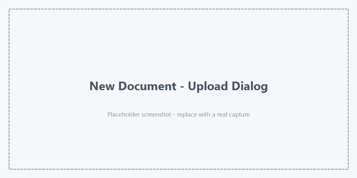 The New Document upload dialog