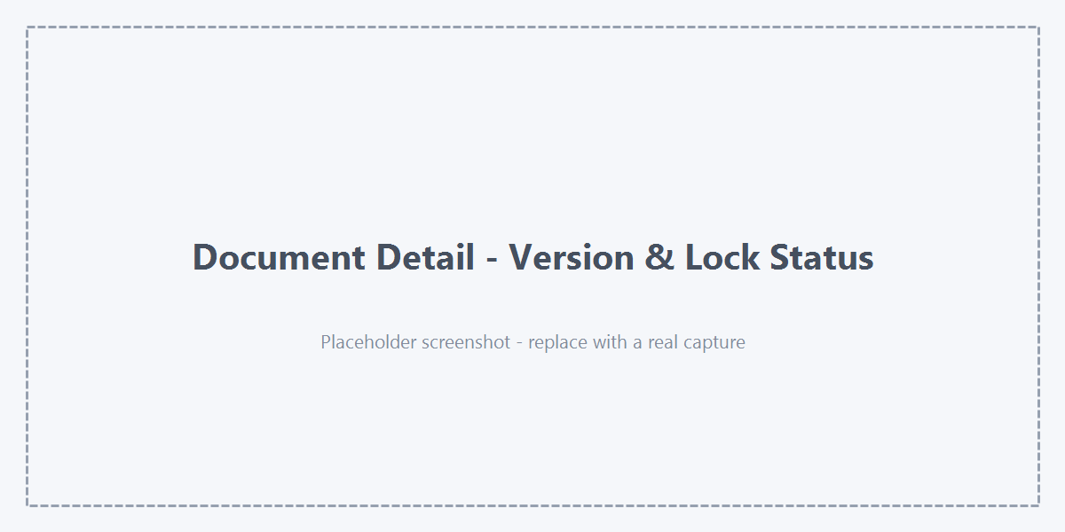 A document detail page showing version and lock status