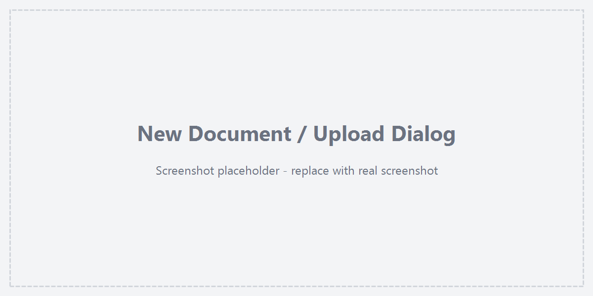 New Document upload dialog